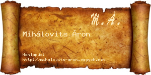 Mihálovits Áron névjegykártya